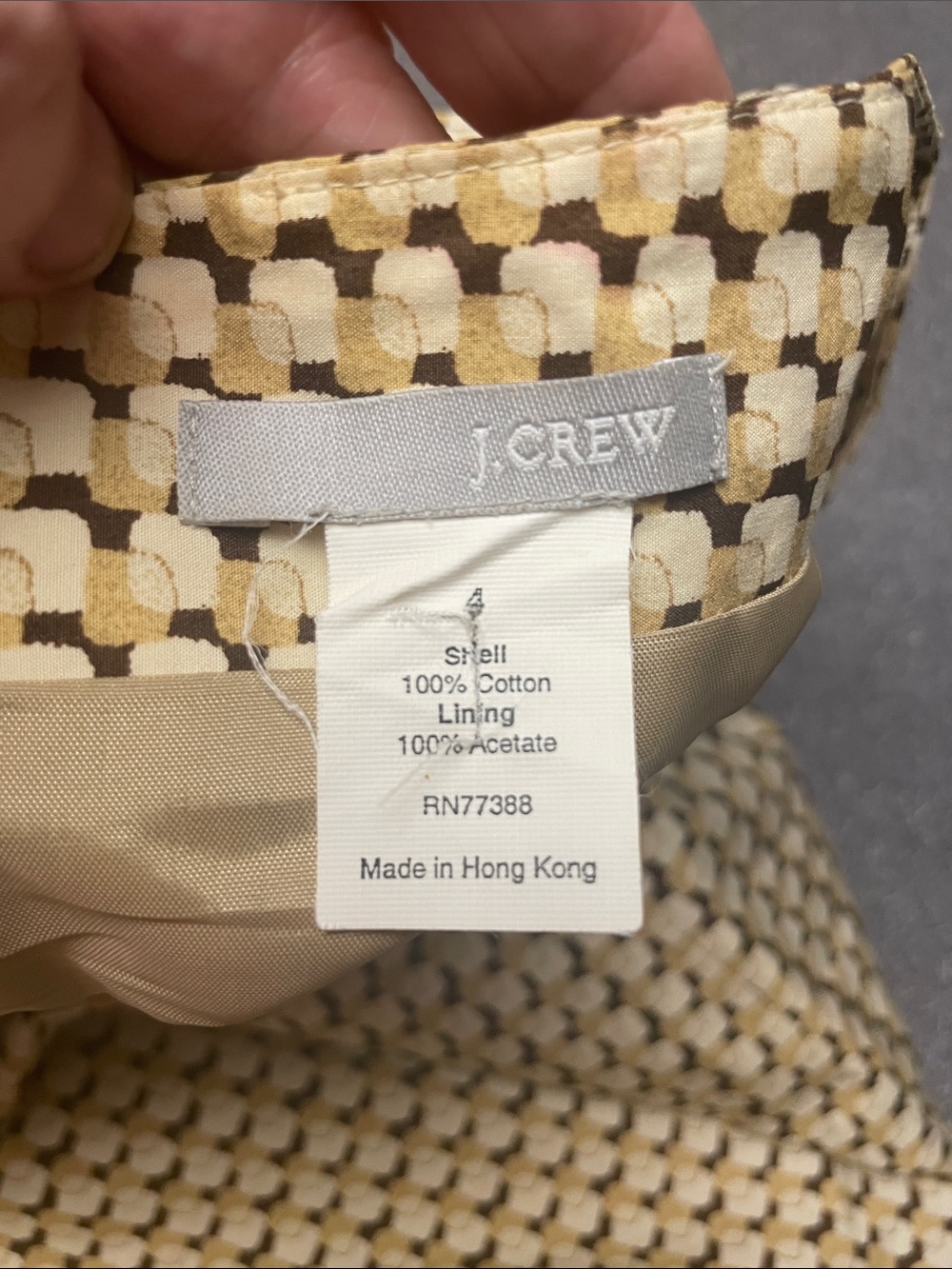 J. Crew Beige, Brown & Cream Geometric Print Skirt. Fully lined pencil skirt.